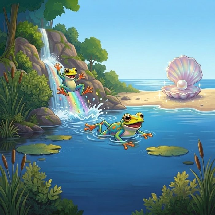 A scene from Tai the Tie-Dye Frog