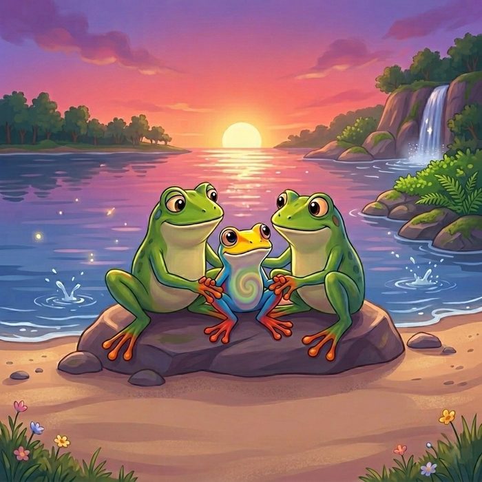 A scene from Tai the Tie-Dye Frog